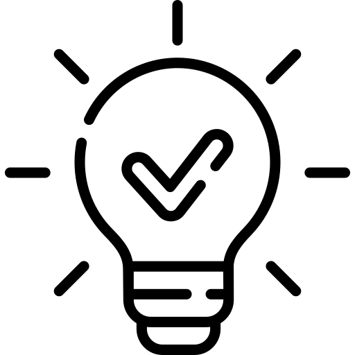 Lightbulb icon with a checkmark